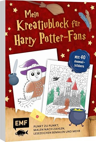 Mein zauberhafter Kreativblock für Harry Potter-Fans – Mit 40 Motiven zum Aus- und Weitermalen: Punkt zu Punkt, Malen nach Zahlen und mehr