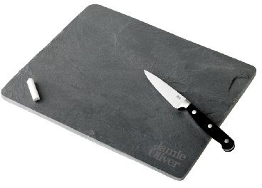 Jamie Oliver Slate Cheesboard Set - Käseplatte aus Schiefer inkl. Messer und Kreide zum Beschriften