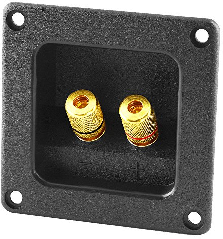 BestPlug Audio Lautsprecher Boxen Einbau-Buchse Terminal rechteckig, vergoldet, Schwarz