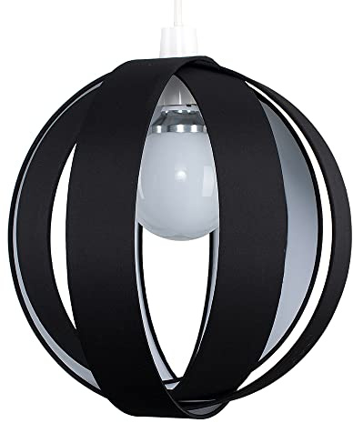 MiniSun | Modern Black Fabric Cocoon Globe Style Ceiling Pendant Light Shade Supplied with 1 x 6w BC B22 LED Globe Bulb | Shades, Home Décor & Improvement Essential