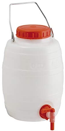 Fustino botticella in plastica 5 litri per alimenti con rubinetto e manico in acciaio per trasporto liquidi - Mobil Plastic