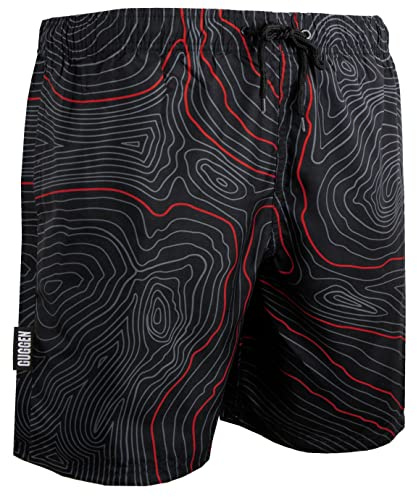 GUGGEN Mountain Badehose für Herren Schnelltrocknende Badeshorts Style-4 Beachshorts Boardshorts Schwimmhose Männer kariert Grau Blau
