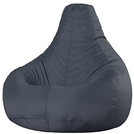Bean Bag Bazaar Dalton Gaming Sitzsack für Erwachsene, Dunkelgrau, Outdoor Sitzsack mit Füllung, Bean Bag, Wasserabweisender Stoff, Bequemer Sessel für Wohnzimmer, Garten, Terrasse
