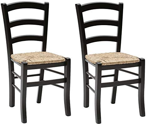 KONTE.DESIGN Set di 2 sedie CENISIA in legno massello, Nero