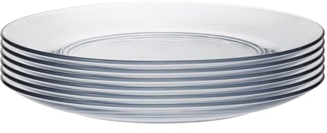 Duralex LYS - Juego de Platos Llanos para Postre - Cristal Templado Resistente al Calor - 19 cm - Pack de 12