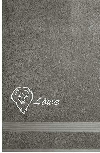 Lashuma Saunahandtuch Dunkel Grau, Sternzeichen Löwe, Badehandtuch 70x200 cm, Linz Strandlaken