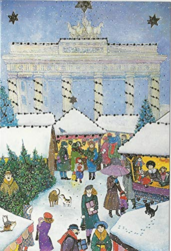 Weihnachtskarten Set 5 Karten Berlin Brandenburger Tor Weihnachten Grußkarten Goldprägung Kunstkarte Klappkarte Weihnachtsgrüße Nostalgie Retro