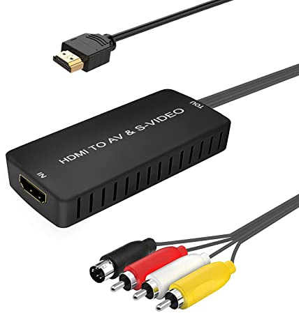 Convertitore da HDMI a SVideo Adattatore da HDMI a RCA R/L Audio Video Converter Adattatore Supporto 1080P Compatibile con PS3/PS4, Xbox, Fire Stick, Roku, Lettore Blu-Ray, VHS, VCR, DVD, STB