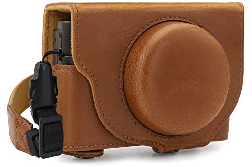 MegaGear Ever Ready MG1732 - Funda de Piel para cámara Sony Cyber-Shot DSC-RX100 VII, Color marrón Claro