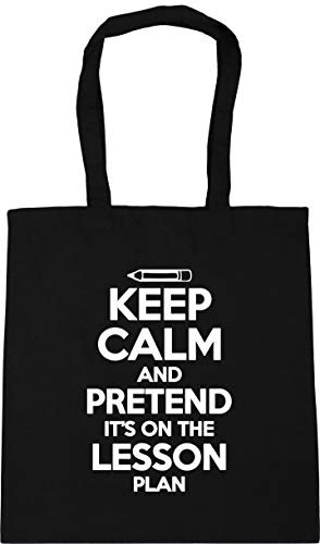 Hippowarehouse Keep Calm And Pretend It's On The Lesson Plan Tote Shopping Gym Beach Bag 42cm x38cm, 10 litres