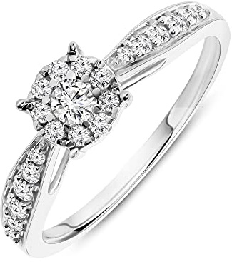 MIORE Ring Damen 0.30 Ct Diamant Verlobungsring aus Weißgold 9 Karat / 375 Gold, Schmuck mit Diamanten Brillanten
