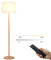 ACMHNC LED Dimmbar 12W Wohnzimmer Stehlampe, Holz Stehleuchte mit Fernbedienung E27 Standleuchte mit Leinenstoff Lampenschirm Skandinavischer Leselampe für Schlafzimmer Arbeitszimmer,Weiß