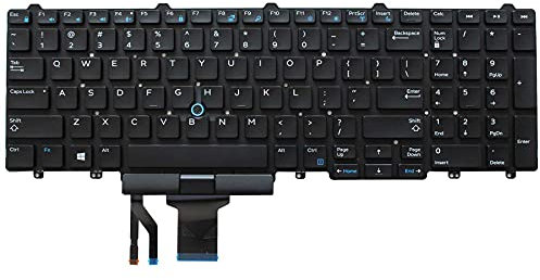 No Frame US Keyboard for Dell Latitude E5550 E5570 5550 5580 5590 5591 / Precision 3510 3520 7510 7520 7710 7720 Laptop with Pointer (No Backlight)