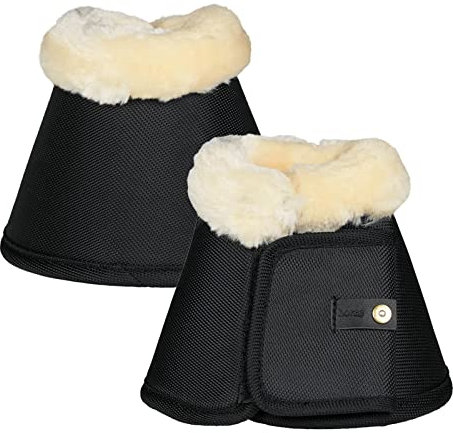 HORZE Lincoln Hufglocken mit Kunstfell, Schwarz, S