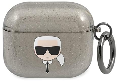Karl Lagerfeld KLA3UKHGK Hülle für AirPods 3 shwarz Glitter Karl`s Head