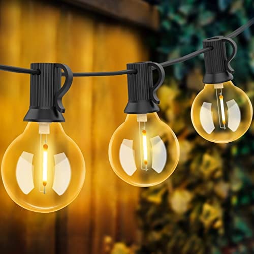 Bomcosy Lichterketten im Freien, G40 2∗15M Drinnen Außen Beleuchtung Lichterketten mit 92 + 8 E12 Birnen IP44 wasserdicht Lichterkette für Garten, Terrasse, Bäume, Haus Party Deko, warmes Weiß 2700K