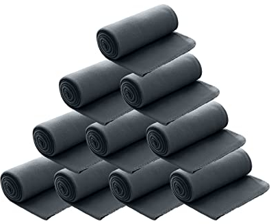 wometo 10er Vorteilspack Fleecedecke oekoTex 130x160 ca. 400g mit Anti-Pilling und Kettelrand dunkelgrau
