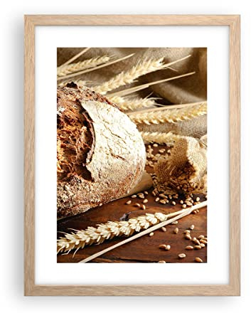 Poster Rahmen helle Eiche Brot Bäckerei Lebensmittel Roggen Deko 30x40cm Wandposter Art Prints Wandbilder Dekoration Wohnzimmer Schlafzimmer Küche Wanddeko Bild Wand Kunstdruck Modern P2NPA30x40-2246