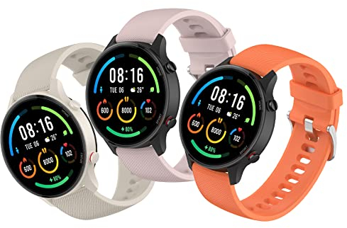 SenMore 3 Pezzis 22mm Cinturino per Xiaomi Mi Watch/Xiaomi Watch S1 /Xiaomi Watch S1 Active/Xiaomi Mi Watch Color Sport, Sportiva Colori Silicone Strap per Smart Watch