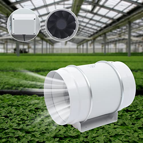 TIXBYGO Abluftventilator Rohrventilator 1250 m³/h 197mm Kanalventilator Abluft Lüfter Rohr Ventilator Leise für Bad, WC, Küche, Gewächshaus, Zelt, Garage, 3000 U/min 165W