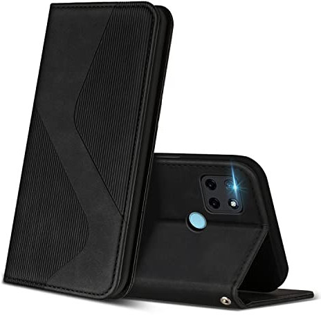 ZONNAVI Funda para Realme C21Y / Realme C25Y, Funda Libro de Cuero con Ranura para Tarjeta y Magnético, Wallet Flip Caso Cubierta Case Carcasa para Realme C21Y / Realme C25Y (Negro)