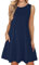 WNEEDU Summer Dresses for Women Holiday Beach Cover Up Loose Swing Tank Dress with Pockets Navy
