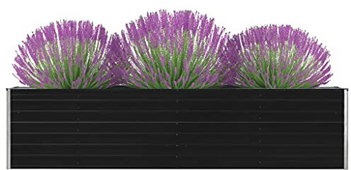 WIFESE JardinièRe 320x40x77 Cm Acier Galvanisé Anthracite Jardinieres Exterieur Jardiniere Bois Jardiniere Balcon Carré Potager Bacs ã Fleurs Rectangulaire