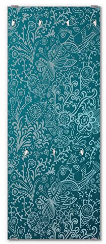 banjado® Wandgarderobe aus Echtglas/Design Garderobe 50 x 125 cm groß/Flurgarderobe mit 7 Haken/Beschreibbares Garderobenpaneel Motiv Mandala Landschaft