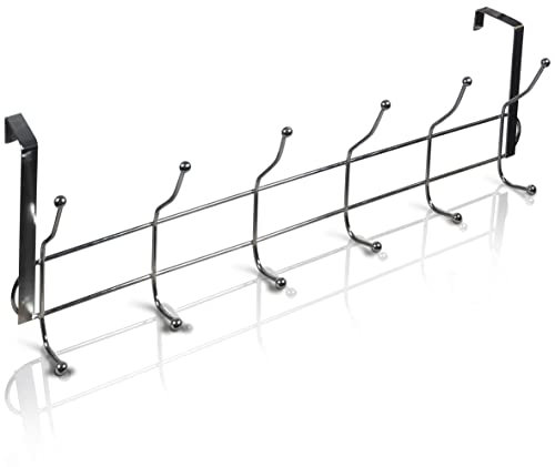 St Helens Home and Garden Over The Door Hook Hanger in Chrome with 6 Hooks. Clothes Hook, Coat Rack, Coat Hangers, No Drilling, Door Mount Hooks, Hanger, Coat Hanger