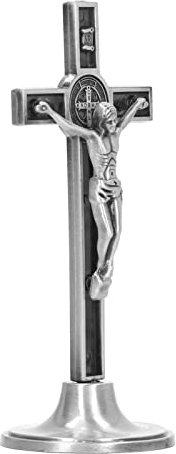 SALUTUYA Crucifijo Católico, Hermoso Crucifijo, Cruz de Pared, Base Extraíble, Metal de Aleación de Zinc para Mesa(Plata)