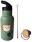 kikadu Trinkflasche Löwe Olive - Kindergeschirr, BPA-frei, 18/8 Edelstahl, mit niedlichen Aufdrucken, Fassungsvermögen 350 ml