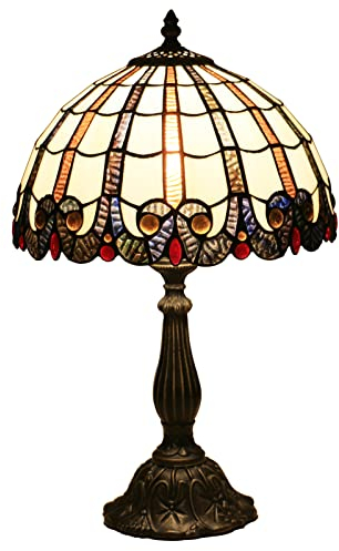 Uziqueif Tiffany Lamp, Schlafzimmer Lampen Nachttisch, Wohnzimmer Dekoration Vintage Tischlampe, 12 Zoll Tiffany Tischlampen,R