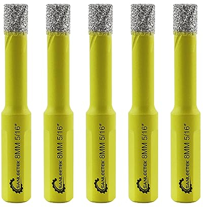 Foret Diamant Sec Set - 5 pièces 8mm SANLEETEK Trépan Diamant avec Tige Triangulaire pour Céramique Porcelaine Granit Marbre Quartz Grès