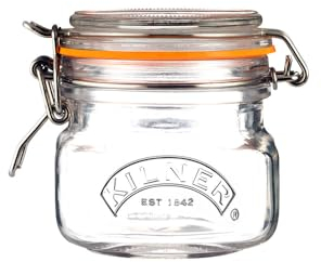 Kilner Square Clip Top Jar 250ml (0.25L) Airtight Glass Jar for Storing Herbs Spices Dried Fruits Nuts and Seeds