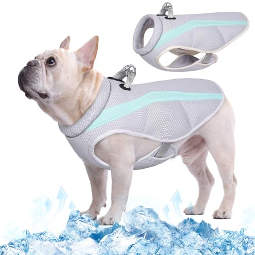 Kuoser Gilet de refroidissement pour chien, Gilet de refroidissement réglable et réfléchissant pour chien pour les chaudes journées d'été, Gilet de refroidissement pour chien avec protection solaire