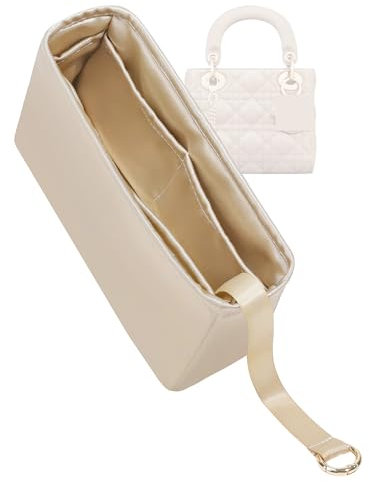 ZYZii Handtaschen Organizer, Premium Seide Taschenorganizer Perfekte Passform Lady Dior Micro/Mini/S/M/L Tasche, Luxuriöser Tasche in Tasche Organizer (Champagne, Medium)