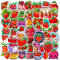 Rote Herzen Erdbeeren Aufkleber für Laptop (50 PCS),Geschenk für Kinder Jugendliche Erwachsene Jungen,Erdbeeren Stickers Wasserdicht Vinyl Aufkleber für Scrapbook,Skateboard,Auto,Gepäck