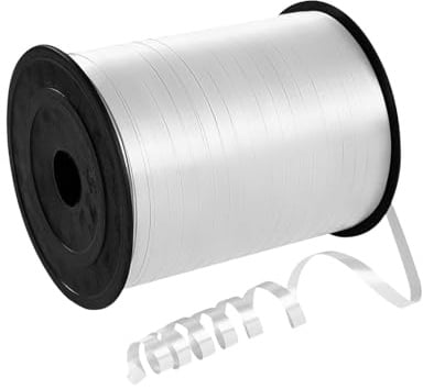 450m Geschenkband Weiß 5mm Breit,Kräuselband Geschenkbänder Schleifenband Glitzer Ballonband Ringelband,Dekoband für Weihnachten Neujahr Hochzeit Geburtstag Geschenkverpackung Ballonverschlüsse