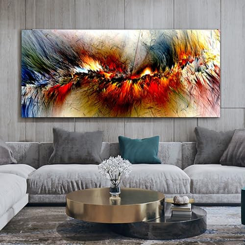 HEHGVCF Wandbilder Gold Rot Bilder Wohnzimmer Leinwandbilder Aurora Wandbilder XXL Wanddekoration Wand Bild Bunt Ohne Rahmen (Bunte,60x120cm)