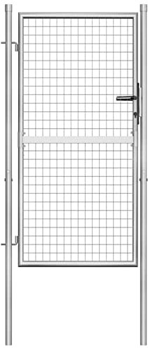 TANZEM Puerta de jardín de Acero galvanizado Plateado 105x200 cm, Puertas para Jardin, Puertas De Exterior, Valla Jardín, Rejas para Puertas De Entrada