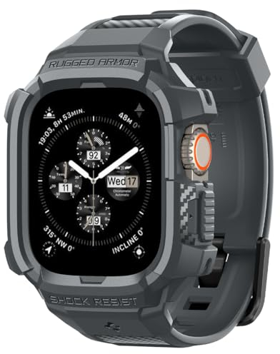 Spigen Funda y Correa Rugged Armor Pro Compatible con Apple Watch Ultra 2 49mm e Apple Watch Ultra 49mm- Grigio Oscuro