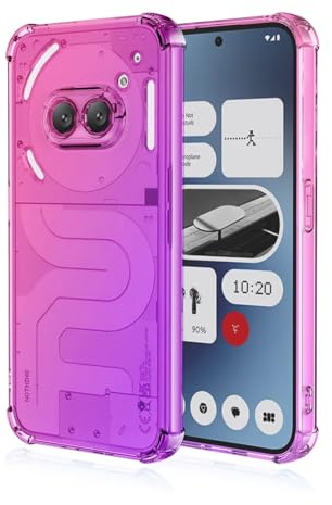 HONLEN Hülle für NothingPhone (2A) / NothingPhone (2A) Plus Case, (6.7 Inches) Transparent Farbverlauf Design TPU Silicone Handyhülle, Verstärkung mit Vier Ecken Cover Pink Lila