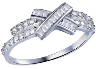 Gu Feng Vollkristall Kreuzring Zirkon XO Ring Verlobungskristall Band