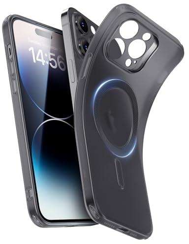 ESR für iPhone 14 Pro Max Hülle, Kompatibel mit MagSafe, Klares Silikon Handyhülle iPhone 14 Pro Max Case, Stoßfeste Dünne Vergilbungsbeständige Transparente Schutzhülle, Zero Serie, Mattschwarz