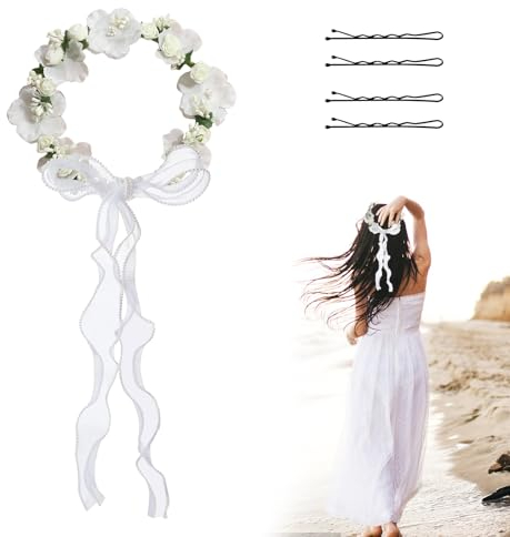 LETTERASHQP Blumenkranz Haare Haarkranz Blumen Haarreif Haarschmuck Kommunion Mädchen Haarkranz Kommunion Blumenkrone Kopfschmuck Kommunion Blumenkranz Kopfschmuck Haarreif Blumen Haarreifen Mädchen