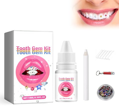 Pemarlis Kit de paillettes pour dents, Riche et coloré kit de strass pour dents pour filles, Strass Dentaire Kit Avec Colle Strass Dent Tooth Gem Kit Strass Dentaire Diy Pierres Précieuses