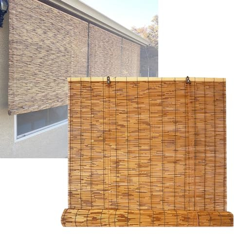 Slxzpl Bambus Rollo Bambusrollo Jalousien Raffrollo Natur Schilf Vorhang Aussenbereich Wetterfest Sichtschutz Sonnenschutz Anti-UV Für Terrasse/Garten/Balkon/Küche/Pavillon (Size : 145x300cm)
