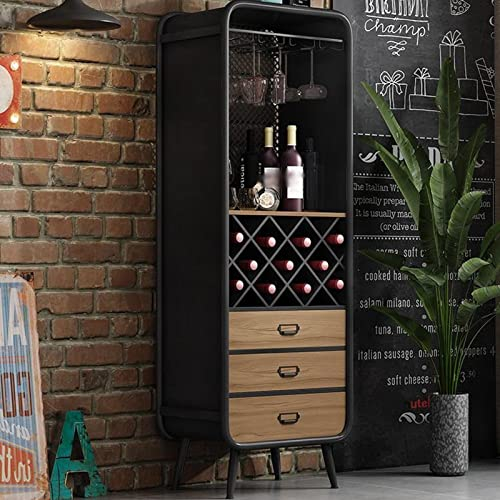 Casier à vinArmoire à vin Armoire de bar à vin multifonctionnelle Armoire à vin autoportante Buffet Armoire à vin vintage Restaurant en fer forgé Petits casiers Casier à vin (Taille : 66 cm)