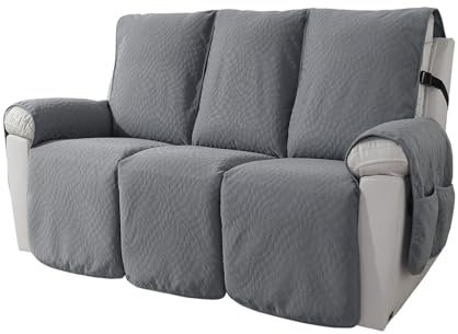 Sofa Cover Recliner Sofa Slipcover Water Resistant Couch Cover Furniture Protector Non-Slip, mit elastischen Bändern für Haustiere Hund Katze 3-Sitzer