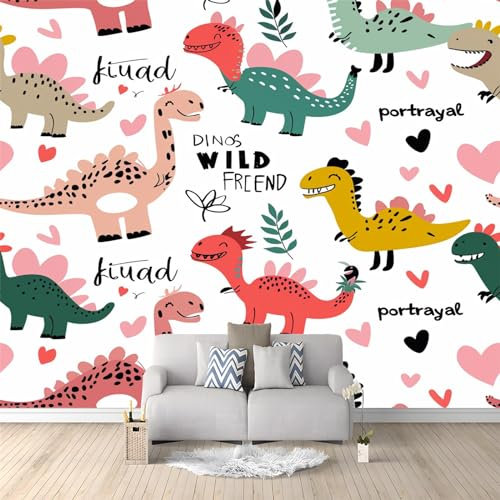 Fotomurales infantiles Dinosaurio colorido de dibujos animados Papel Tapiz 150 x 105 cm Fotomurales 3D Tv Fondo Pared Moderno Dormitorio Murales Fotomurales Decorativos